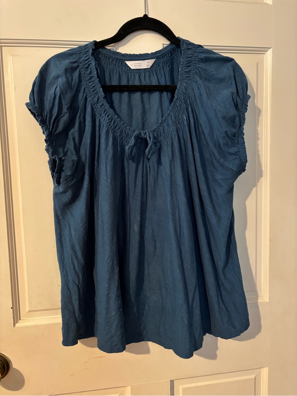 LC Lauren Conrad new, never worn, blue Short Sleeve Peasant Blouse, sz XL